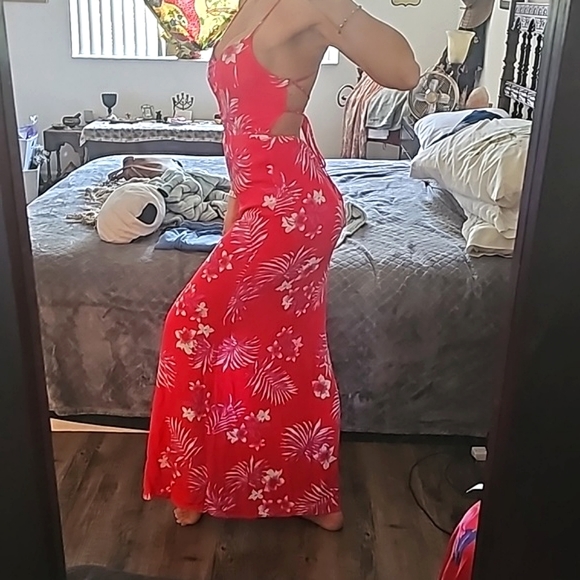 Floral Print Boho Spaghetti Strap A-Line Maxi Dress Small - Picture 4 of 11